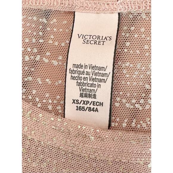 Vintage Y2K Victoria's Secret Mesh Top Pink Rose Gold Metallic Sheer Size XS - Picture 4 of 4